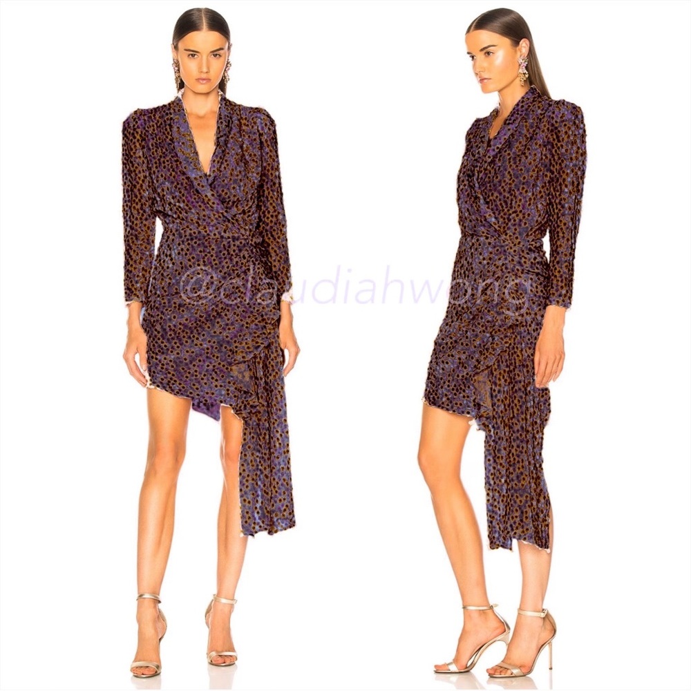 DODO BAR OR Ava Devore Long Sleeve Mini Dress in Purple Gold